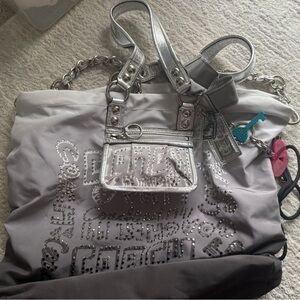 Coach Silver and Gray Shoulder Bag